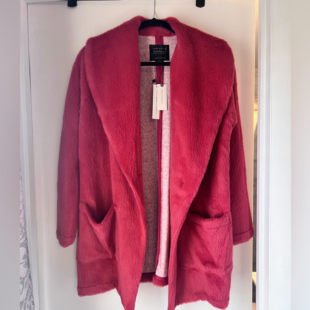 NWT Sanctuary x Anthropologie Elena plush shaw coat - Picture 4 of 11
